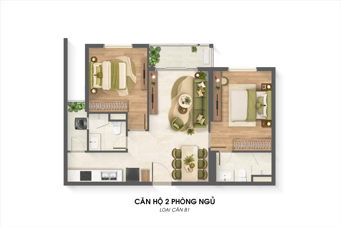 2 bedrooms · B1