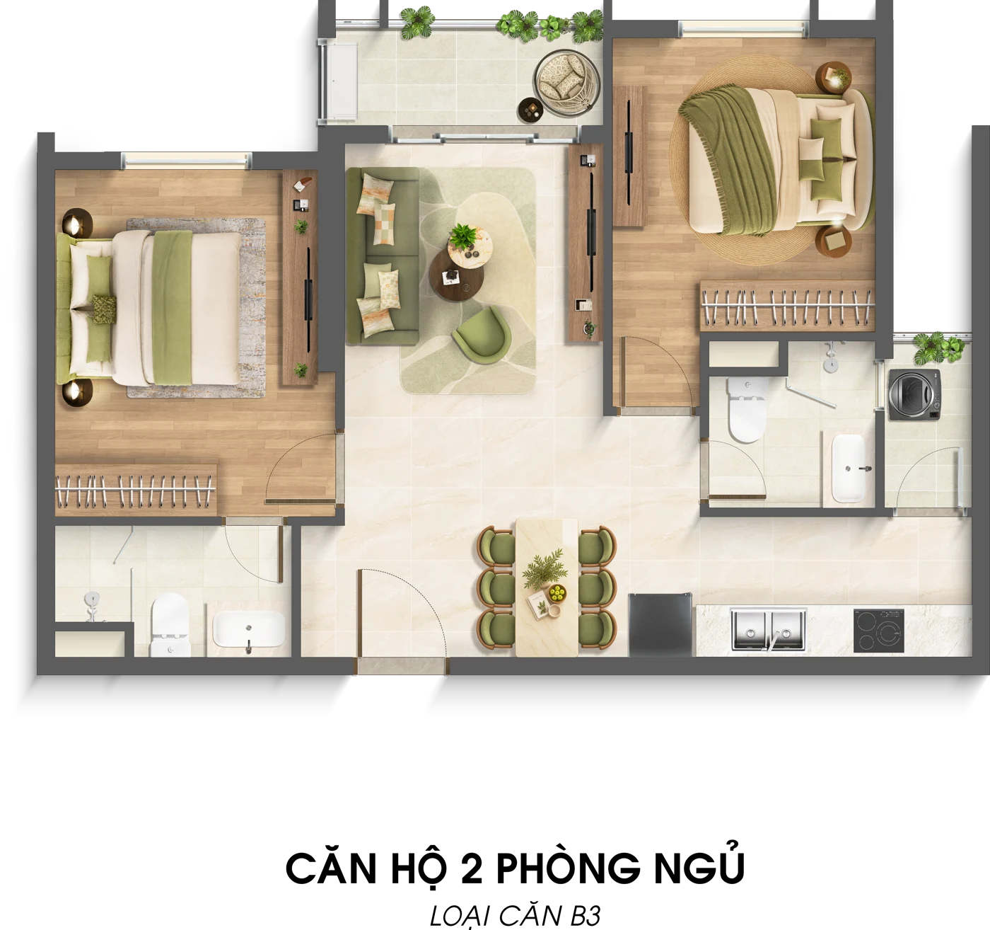2 bedrooms · B3