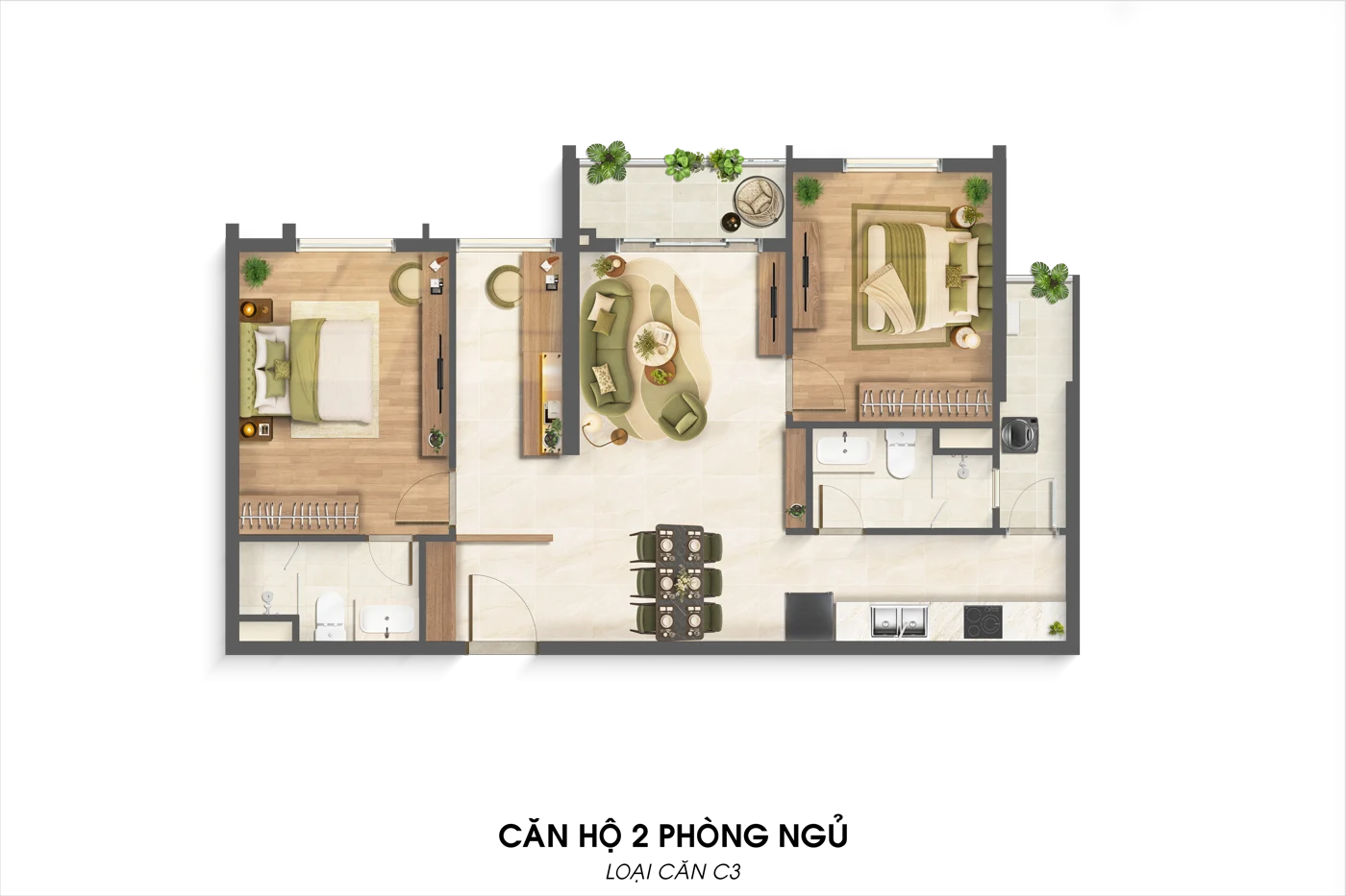2 bedrooms · C3