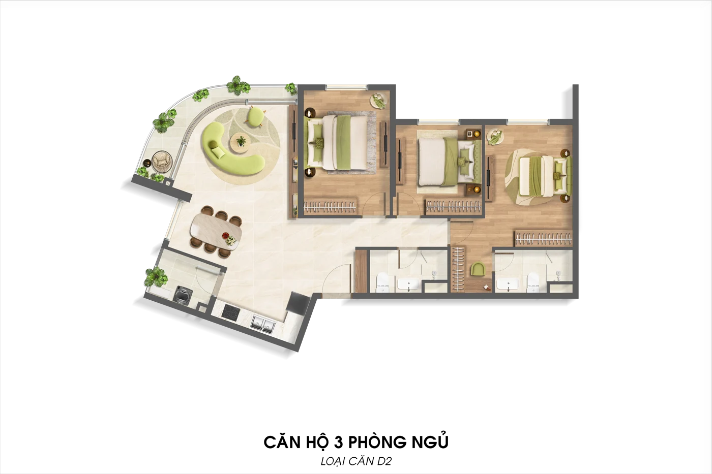3 bedrooms · D2
