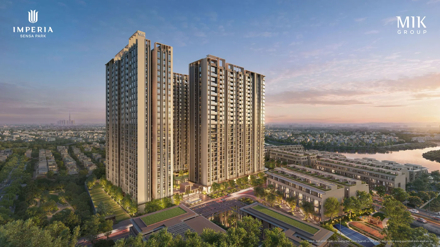Phối cảnh hai tháp lúc hoàng hôn