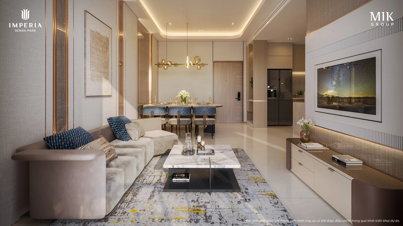 Phòng khách căn hộ 3 phòng ngủ