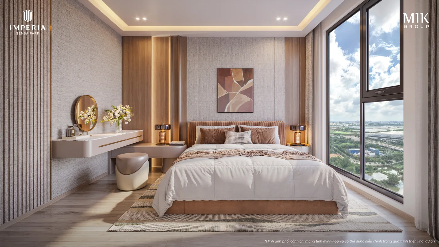 Phòng ngủ chính căn hộ 3 phòng ngủ