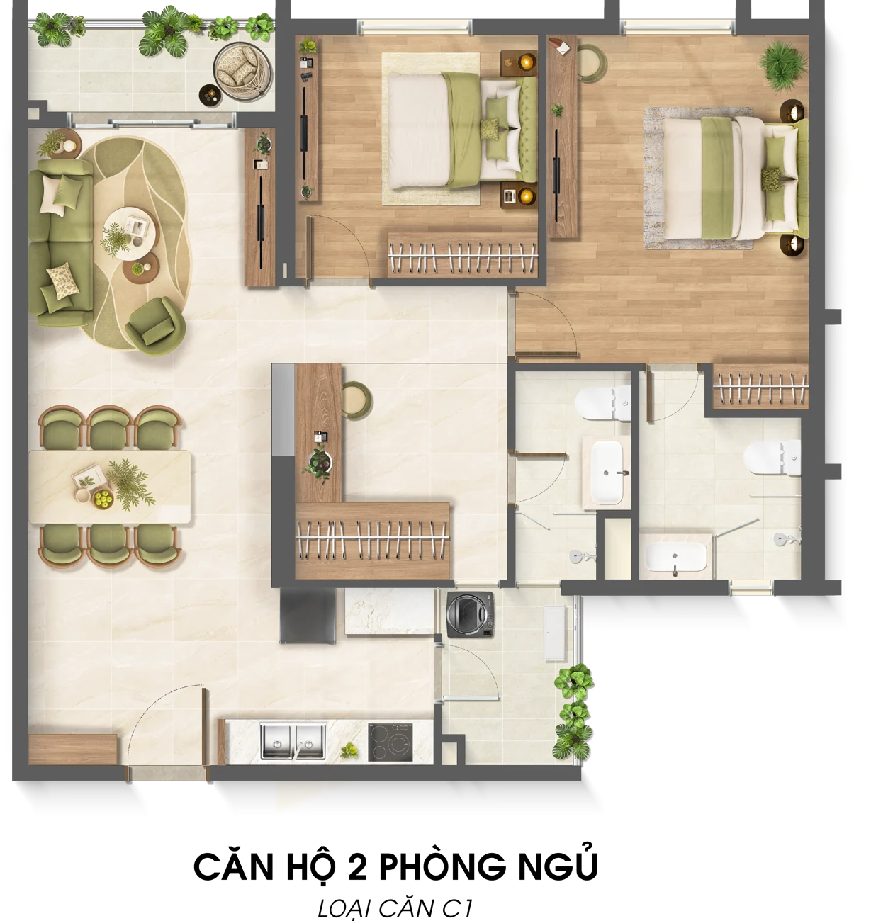 2 bedrooms · C1